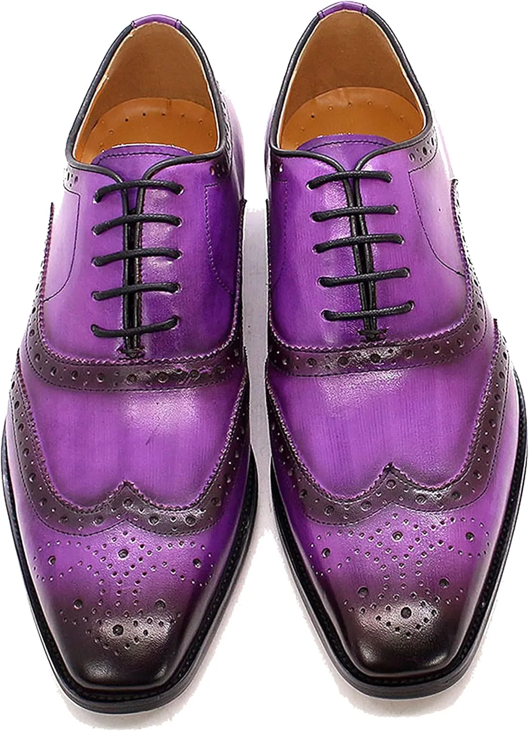 Santimon Men's Oxfords Dress Formal Wingtips Brogues Suit Shoes Genuine Leather Tuxedo Wedding Business Casual Comfortable Prom Shoes for Men