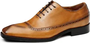 Santimon Mens Oxfords Formal Dress Shoes Genuine Leather Cap Toe Derby Fashion Comfortable Tuxedo Wedding Business Casual Prom Shoes for Men