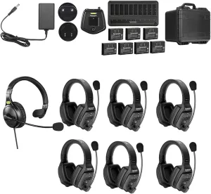 Saramonic WiTalk-WT7D | 7-Person Full-Duplex 1.9GHz Wireless Dual-Ear Headset Intercom System with Hub & Custom Hard Case