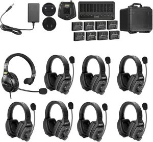 Saramonic WiTalk-WT8D | 8-Person Full-Duplex 1.9GHz Wireless Dual-Ear Headset Intercom System with Hub & Custom Hard Case