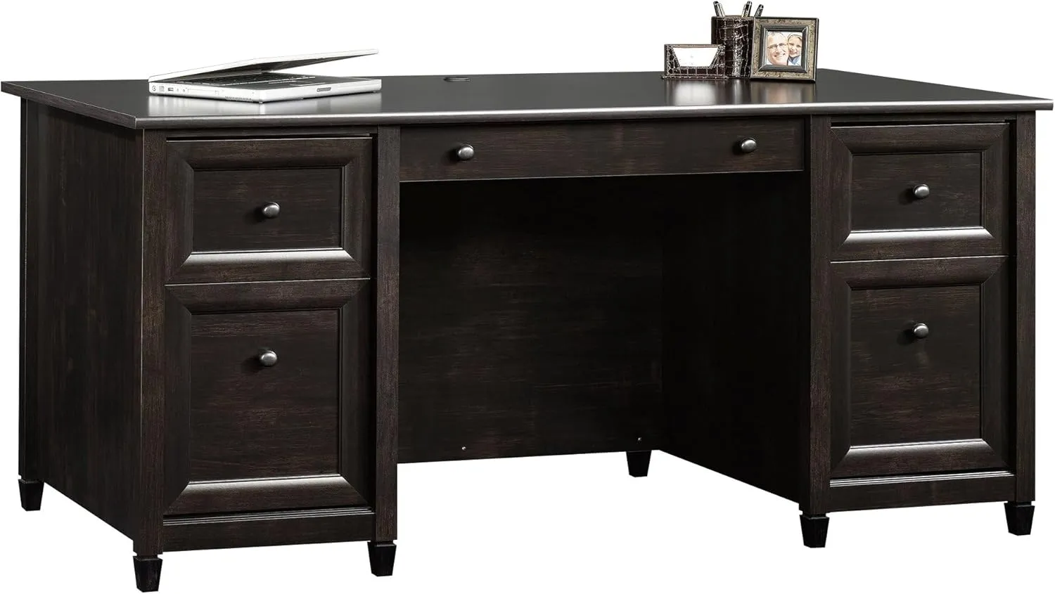 Sauder Edge Water Office, Executive Desk with File Drawer Storage, L: 65.12" x W: 29.53" x H: 29.37", Estate Black
