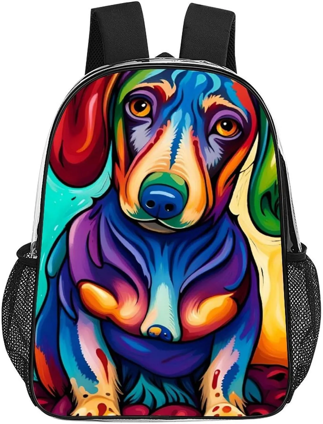 Sausage Dog Dachshund Art Daypack Lightweight Multipurpose Anti-Theft Shoulder Bag Large Capacity Laptop Book Bag Rucksack Transparent Bag