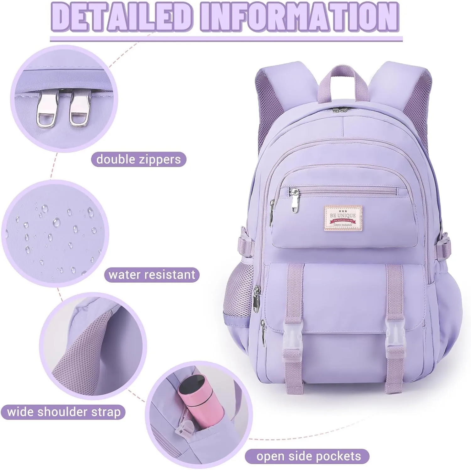 SCIONE Laptop School Backpacks for Girls, 15.6 Inch School Bag Middle College Backpack Anti Theft Travel Daypack Large Bookbags for Teens Girls Women Students