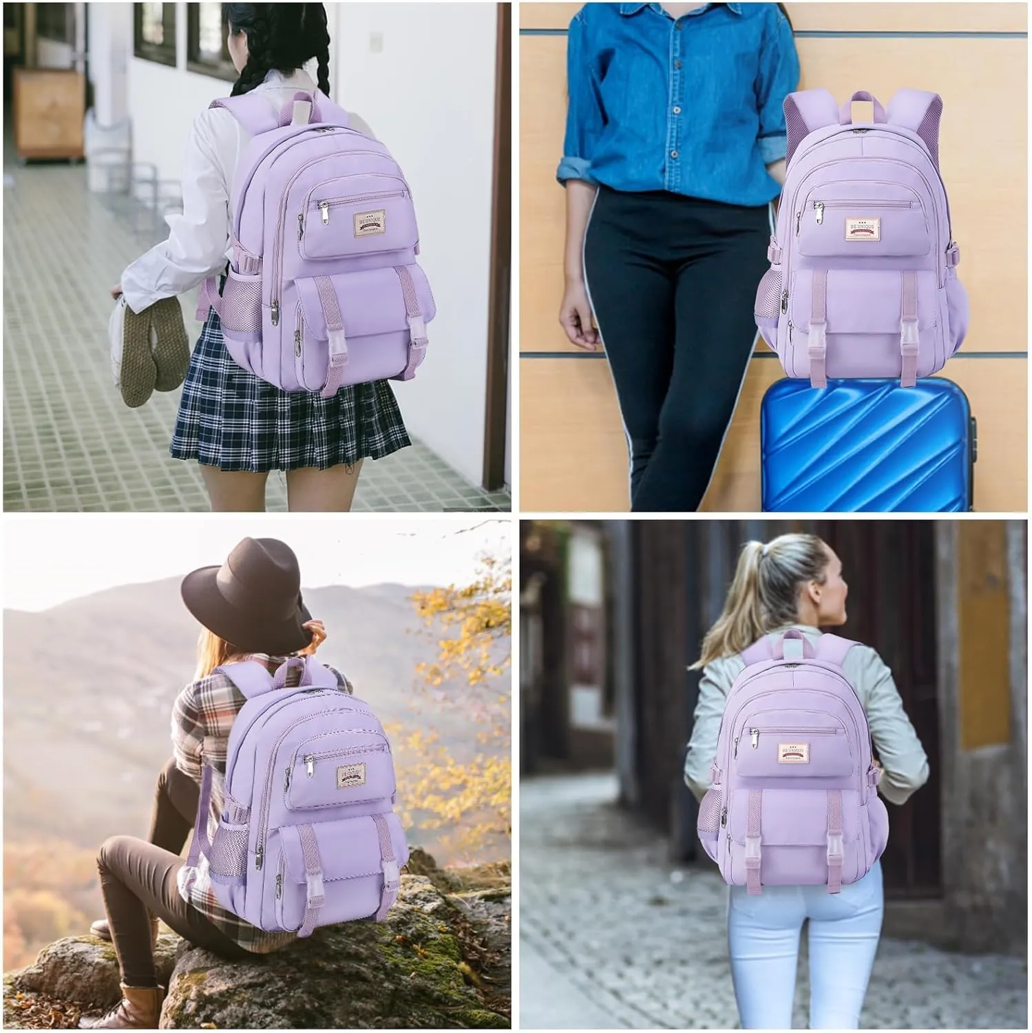 SCIONE Laptop School Backpacks for Girls, 15.6 Inch School Bag Middle College Backpack Anti Theft Travel Daypack Large Bookbags for Teens Girls Women Students