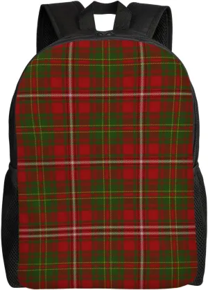 Scottish Clan Hay Red Green Tartan Minimalist Laptop Backpack – Waterproof Business Travel Bag, Breathable Design, Modern Work & Leisure