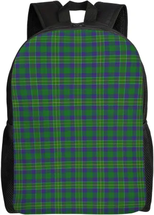 Scottish Clan Hunter Tartan Plaid Minimalist Laptop Backpack – Waterproof Business Travel Bag, Breathable Design, Modern Work & Leisure
