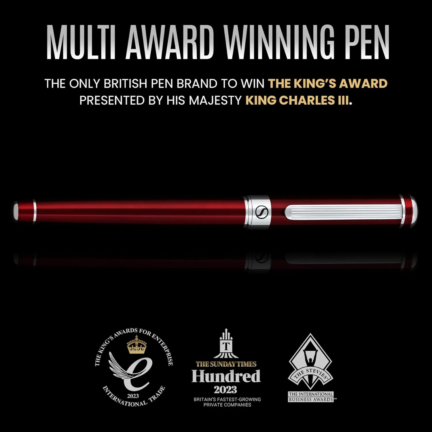 Scriveiner Deep Crimson Red Rollerball - Stunning Red Lacquer Luxury Pen with Chrome Finish, Schmidt Ink Refills, Roller Ball Pen Gift Set for Men & Women, Professional, Executive, Office, Nice Pens