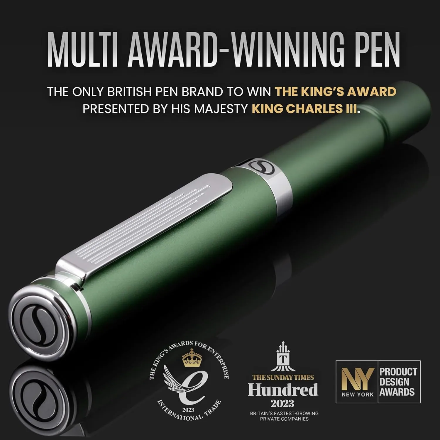 Scriveiner Green Rollerball EDC Luxury Pen - Stunning Pocket Writing Instrument With Chrome Finish for Men & Women - German Schmidt Refill - Fancy Office Designer Set