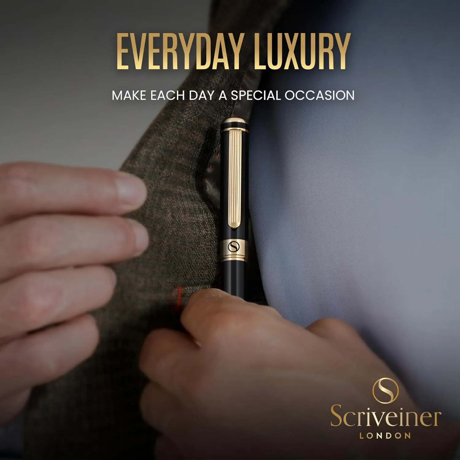 Scriveiner Luxury Fountain Pen - Stunning Luxury Pen, Real Gold Plating, Schmidt Gilded Nib (Medium), Converter, Best Pen Gift Set for Men & Women, Professional, Executive, Office, Nice Pens
