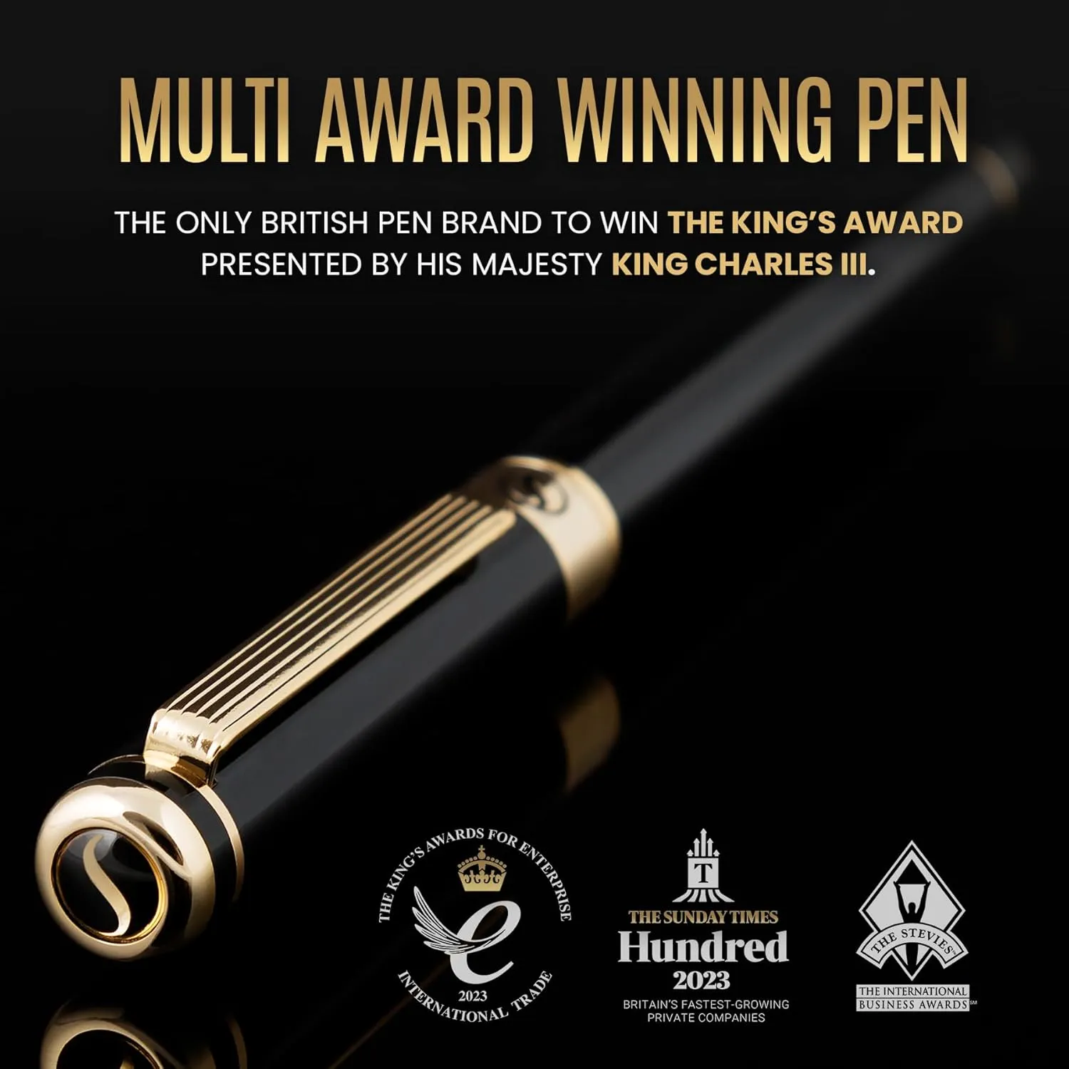 Scriveiner Luxury Fountain Pen - Stunning Luxury Pen, Real Gold Plating, Schmidt Gilded Nib (Medium), Converter, Best Pen Gift Set for Men & Women, Professional, Executive, Office, Nice Pens