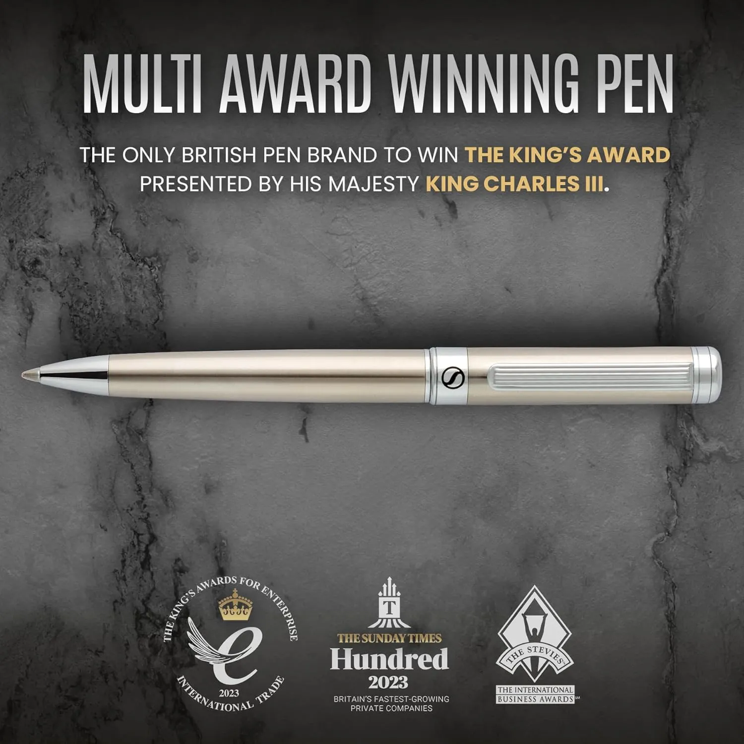 Scriveiner Stainless Steel Ballpoint Pen - Stunning Luxury Pen with Stainless Steel Finish, Schmidt Black Refill, Best Ball Pen Gift Set for Men & Women, Professional, Executive, Office, Nice Pens