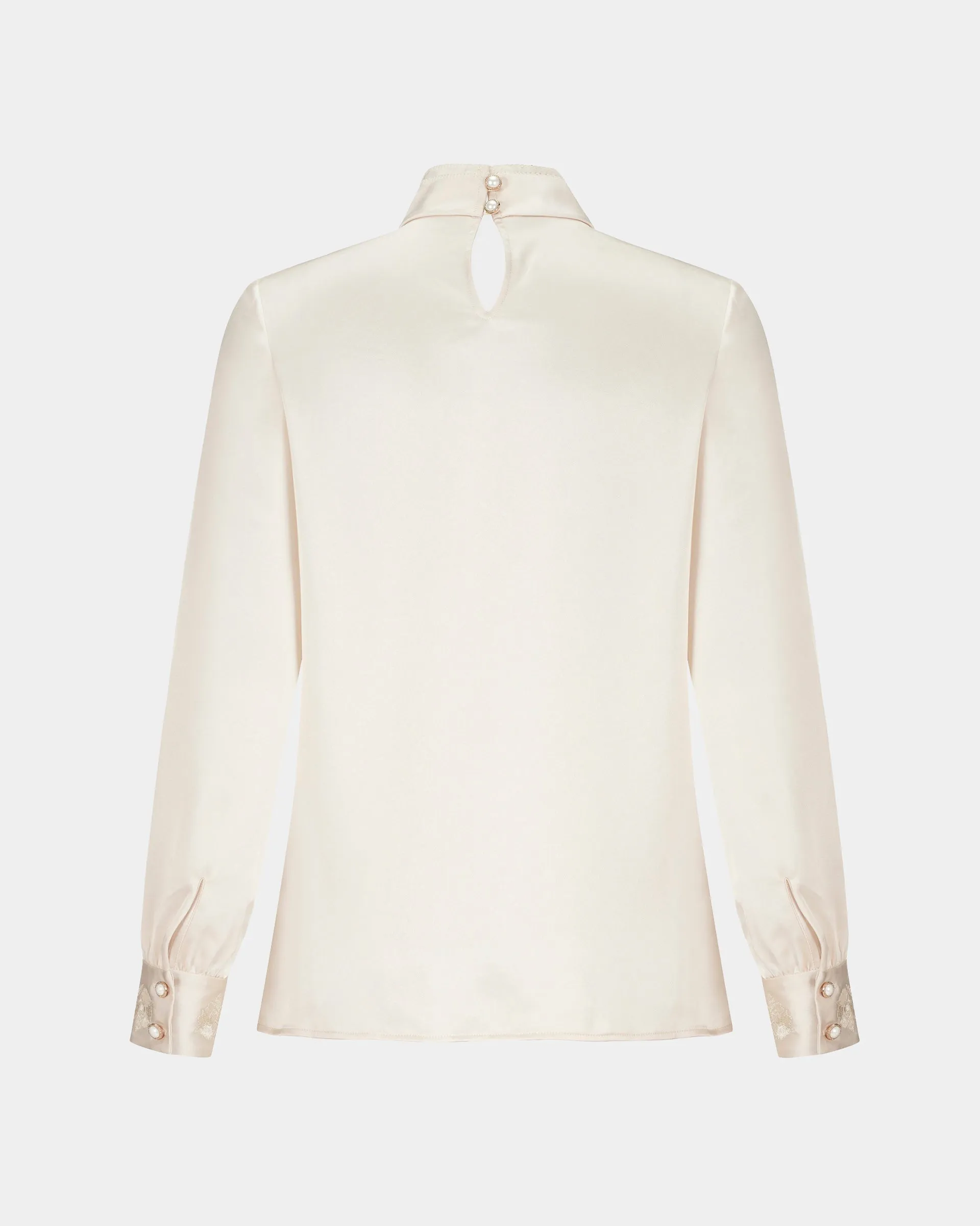 Sculpted Collar Long-Sleeve Blouse