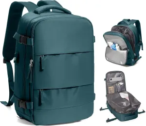 SEAFEW Vacuum Travel Backpack with Electric Pump, Waterproof Personal Item Bag, Women & Men's Anti-Theft Laptop Daypack for Work Trip Gym with Wet Bag & Shoe Compartment, Peacock Blue