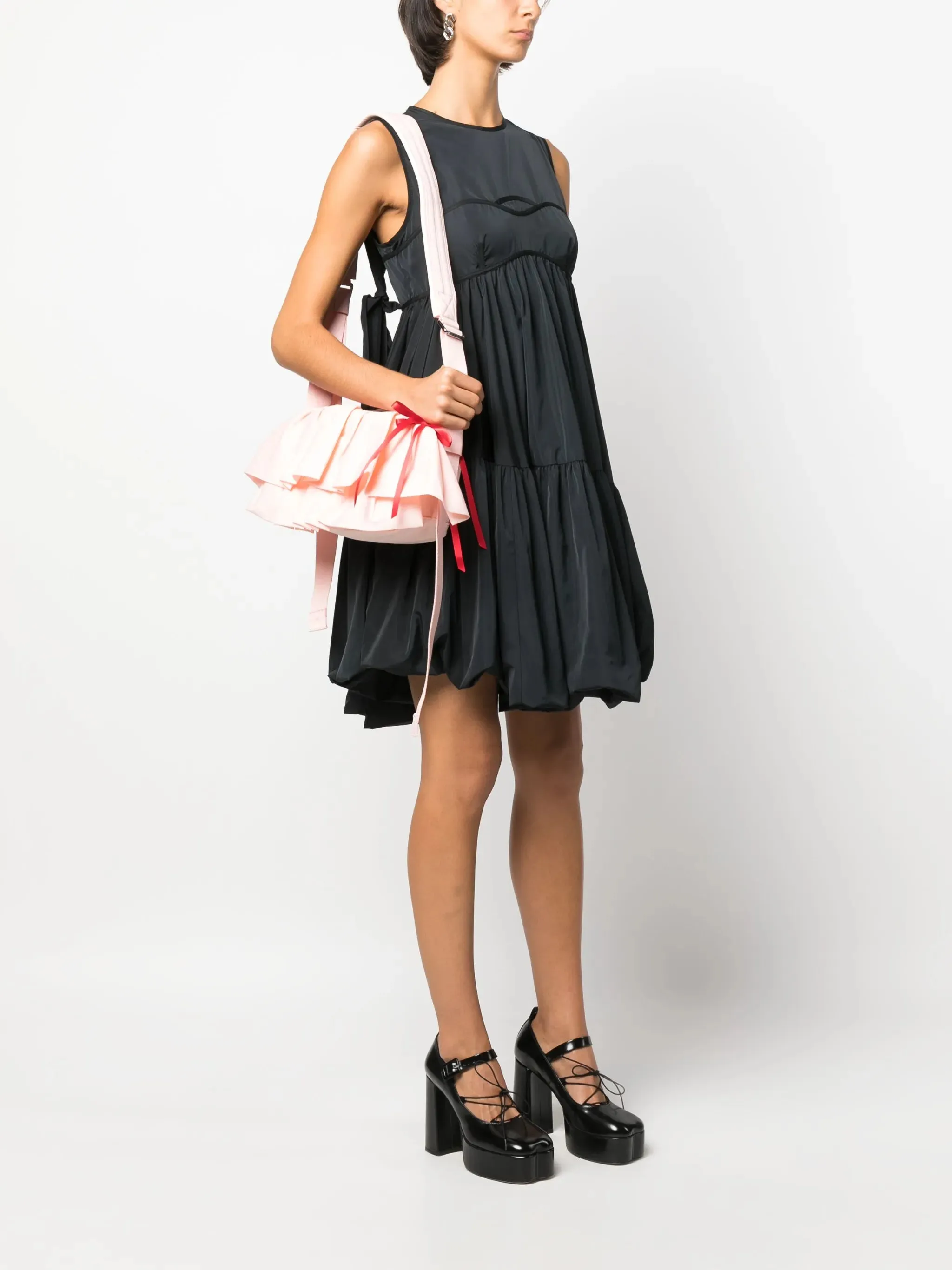Secure checkout ruffled bag Client-focused crossbody bow-detail