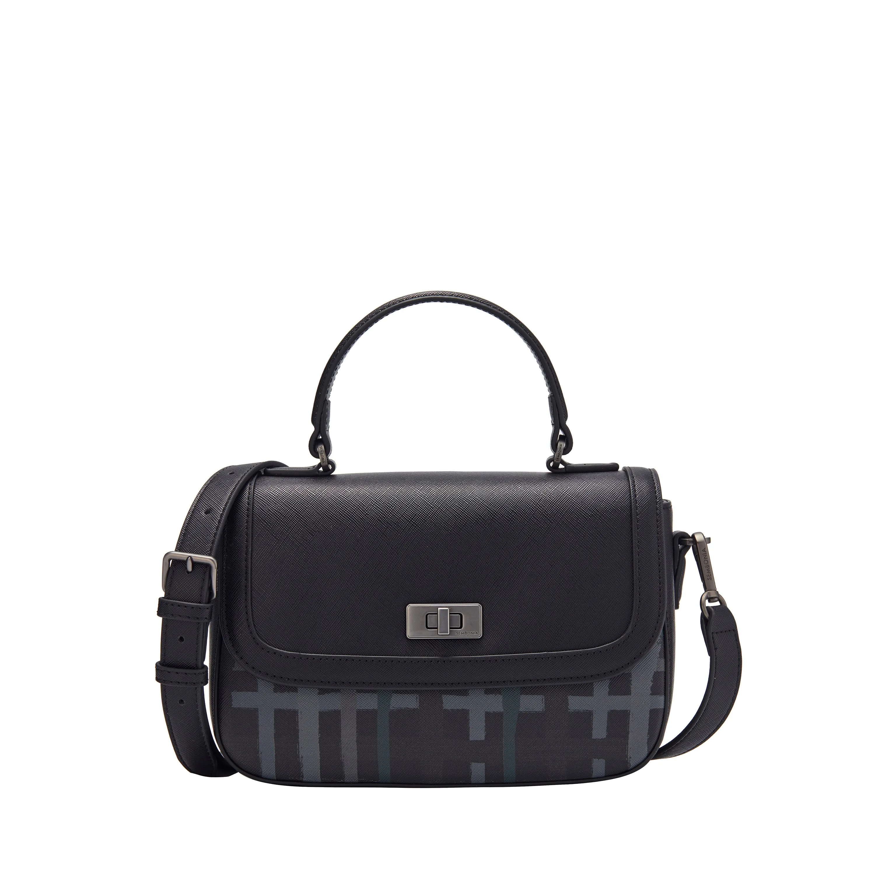 SEMBONIA Darkness Econest Gingham Satchel Bag - 0603600-346S