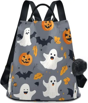 senya Women's Fashion Backpack Purses Handbags Ghost Pumpkin Leaves Shoulder Bag Travel bag