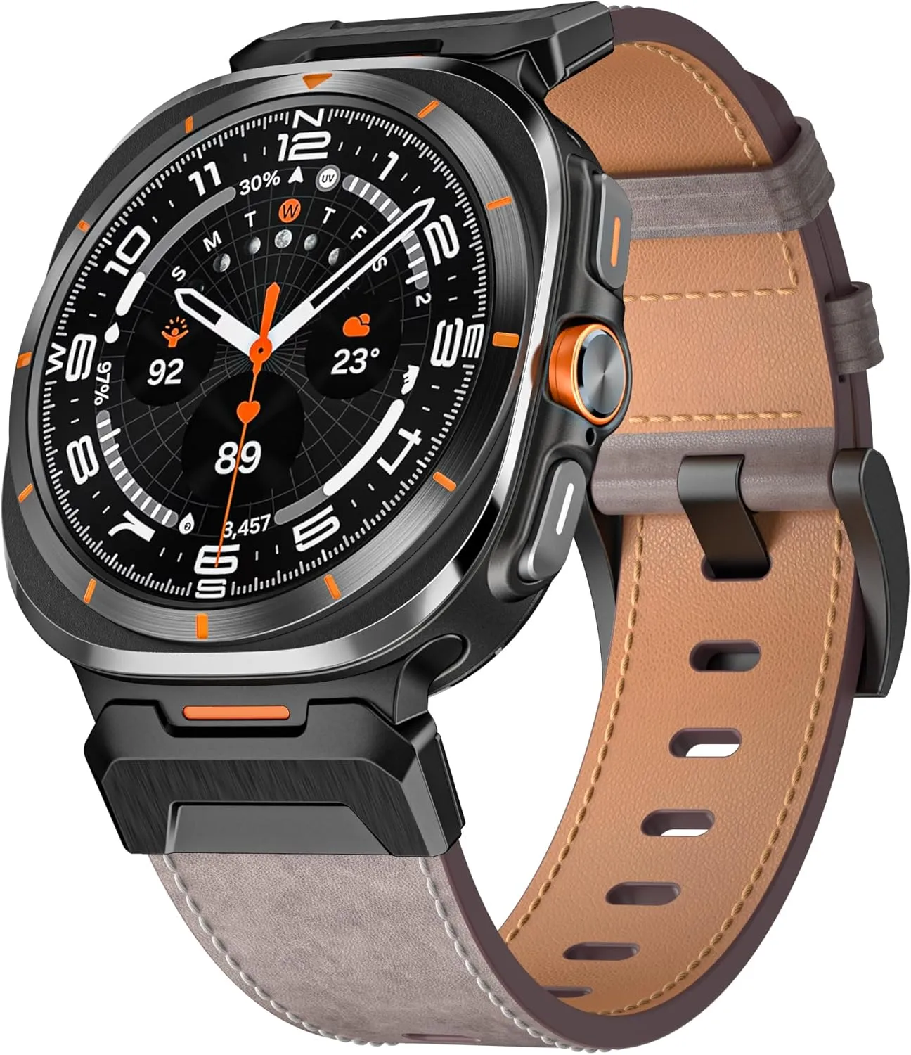 SERDAS Metal Leather Strap For Samsung Galaxy Watch Ultra 47mm Stainless Steel Business Bracelet Belt For Galaxy Watch Ultra 47mm Watchbands
