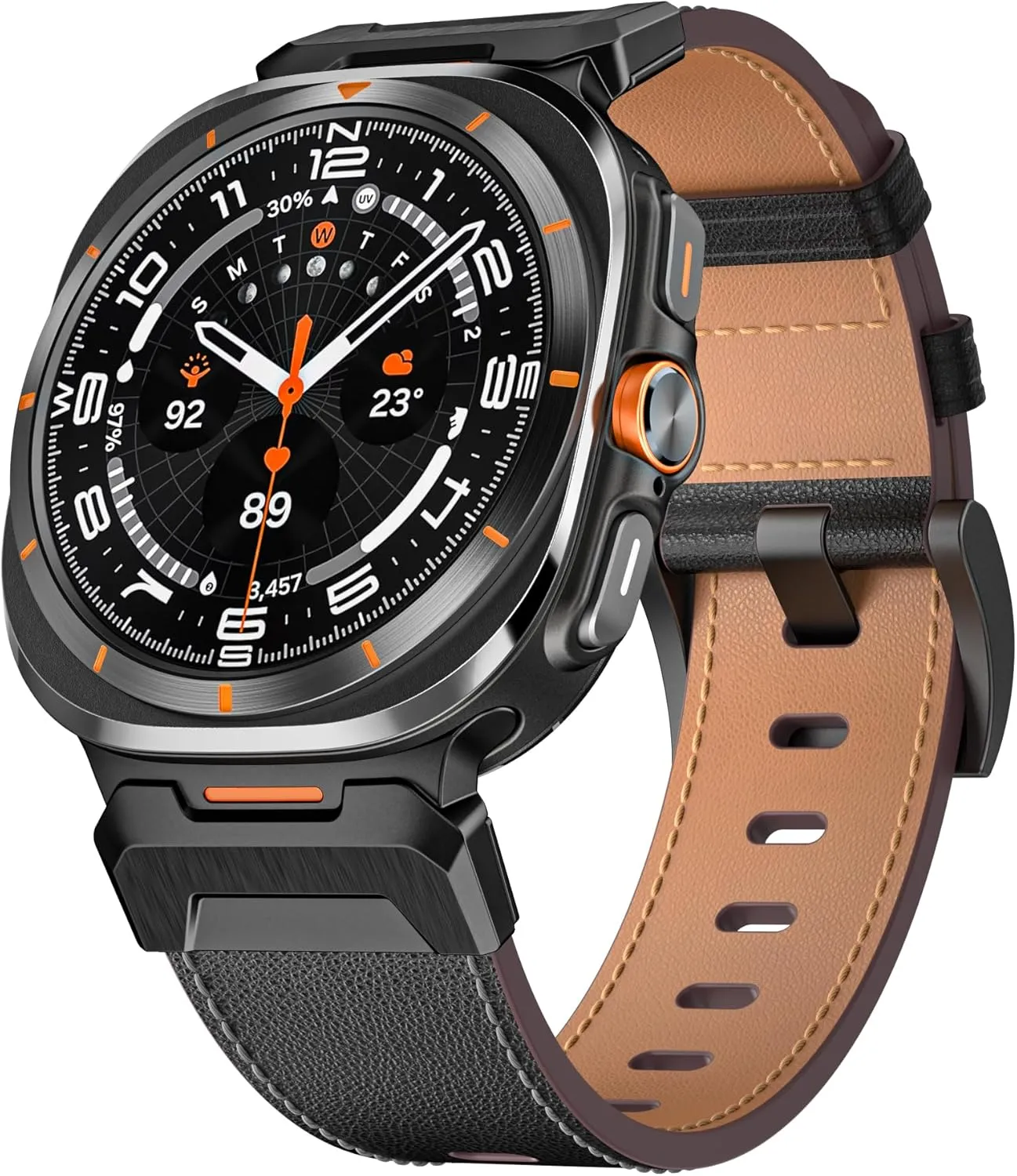 SERDAS Metal Leather Strap For Samsung Galaxy Watch Ultra 47mm Stainless Steel Business Bracelet Belt For Galaxy Watch Ultra 47mm Watchbands