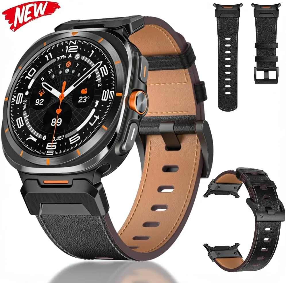 SERDAS Metal Leather Strap For Samsung Galaxy Watch Ultra 47mm Stainless Steel Business Bracelet Belt For Galaxy Watch Ultra 47mm Watchbands