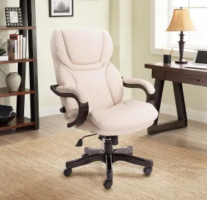 Serta Big and Tall Executive Office Chair with Upgraded Wood Accents, Inspired Ivory Bonded Leather