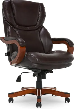 Serta Big and Tall Executive Office Chair with Upgraded Wood Accents, Win-Win Biscuit Bonded Leather