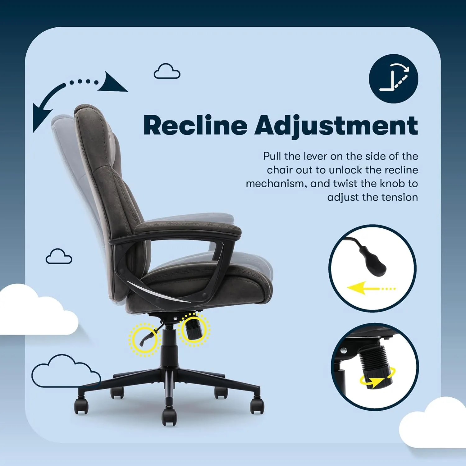 Serta® Comfort Eco Office Chair, Ergonomic Mid-Back with Lumbar Support, Semi-Plush Seat Cushion and Layered Body Pillows, Padded Armrests, Metal Swivel Base, Soft Velvet Fabric, Brown