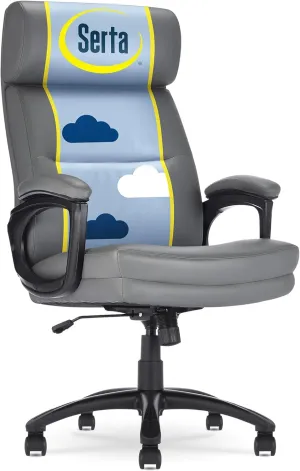 Serta Comfort Executive Big & Tall Office Chair, Ergonomic High-Back Computer DeskChair, Semi Plush Cushion Seat, Soft Padded Armrests, SertaQuality Foam, Metal Swivel Base, Bonded Leather, Black