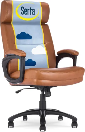 Serta Comfort Executive Big & Tall Office Chair, Ergonomic High-Back Computer DeskChair, Semi Plush Cushion Seat, Soft Padded Armrests, SertaQuality Foam, Metal Swivel Base, Bonded Leather, Black