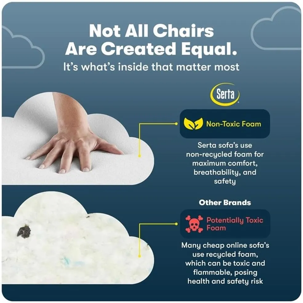 Serta Garret Executive Office Chair, Ergonomic Mid-Back with Lumbar Support, Semi-Plush Cushion and Body Pillows, Padded Armrests, Swivel Base, Bonded Leather, Black