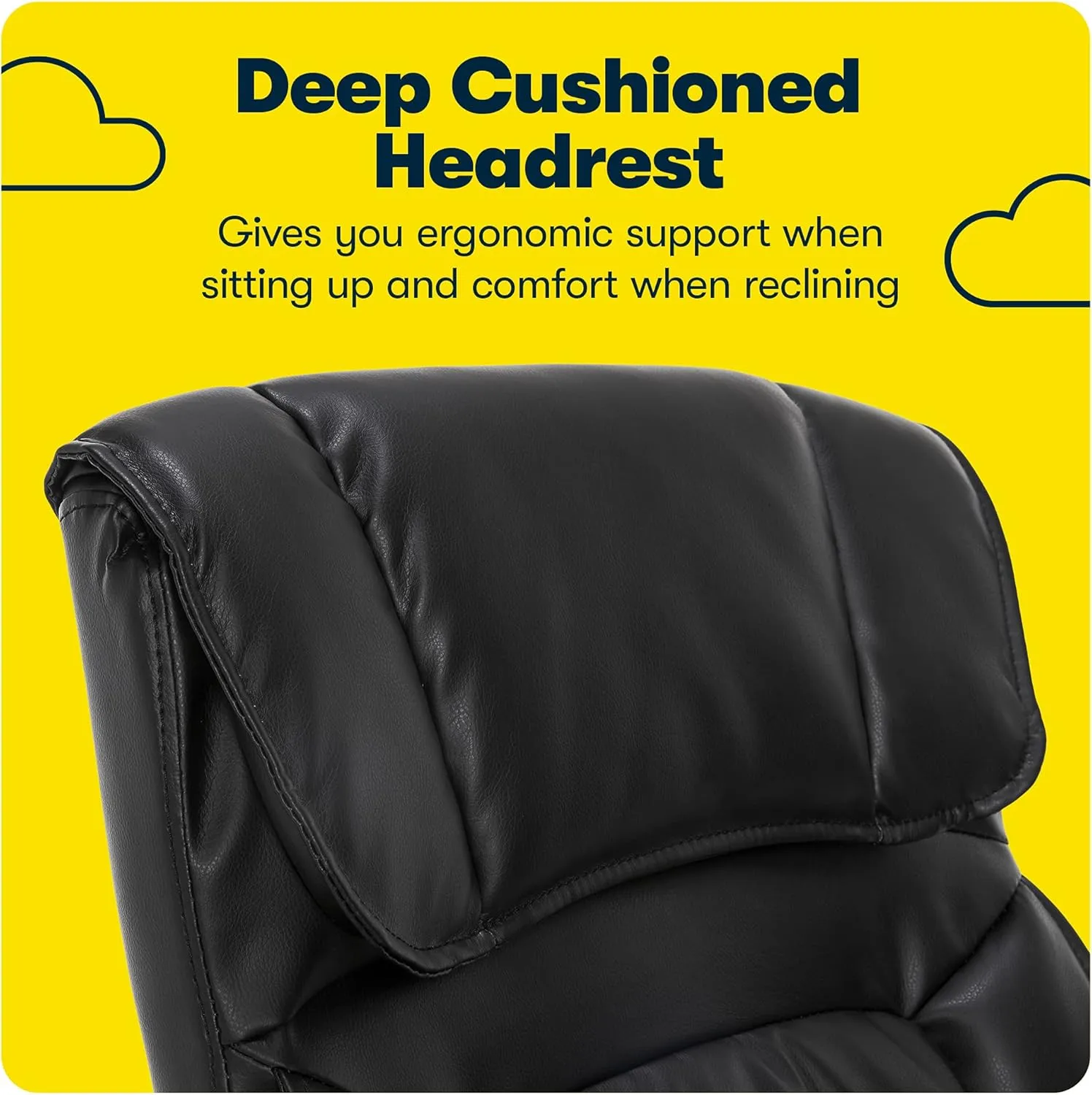 Serta Hannah Executive Home Office Desk Chair, Ergonomic Mid-Back with Lumbar Support, Firm Seat Cushion, Layered Body Pillows, Padded Armrests, Swivel Base, Easy Assembly, Bonded Leather, Black