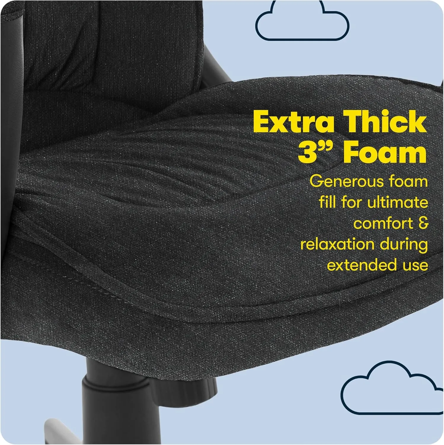Serta Hannah Executive Home Office Desk Chair, Ergonomic Mid-Back with Lumbar Support, Firm Seat Cushion, Layered Body Pillows, Padded Armrests, Swivel Base, Easy Assembly, Microfiber, Charcoal Grey