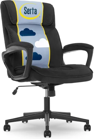 Serta Hannah Executive Home Office Desk Chair, Ergonomic Mid-Back with Lumbar Support, Firm Seat Cushion, Layered Body Pillows, Padded Armrests, Swivel Base, Easy Assembly, Microfiber, Charcoal Grey