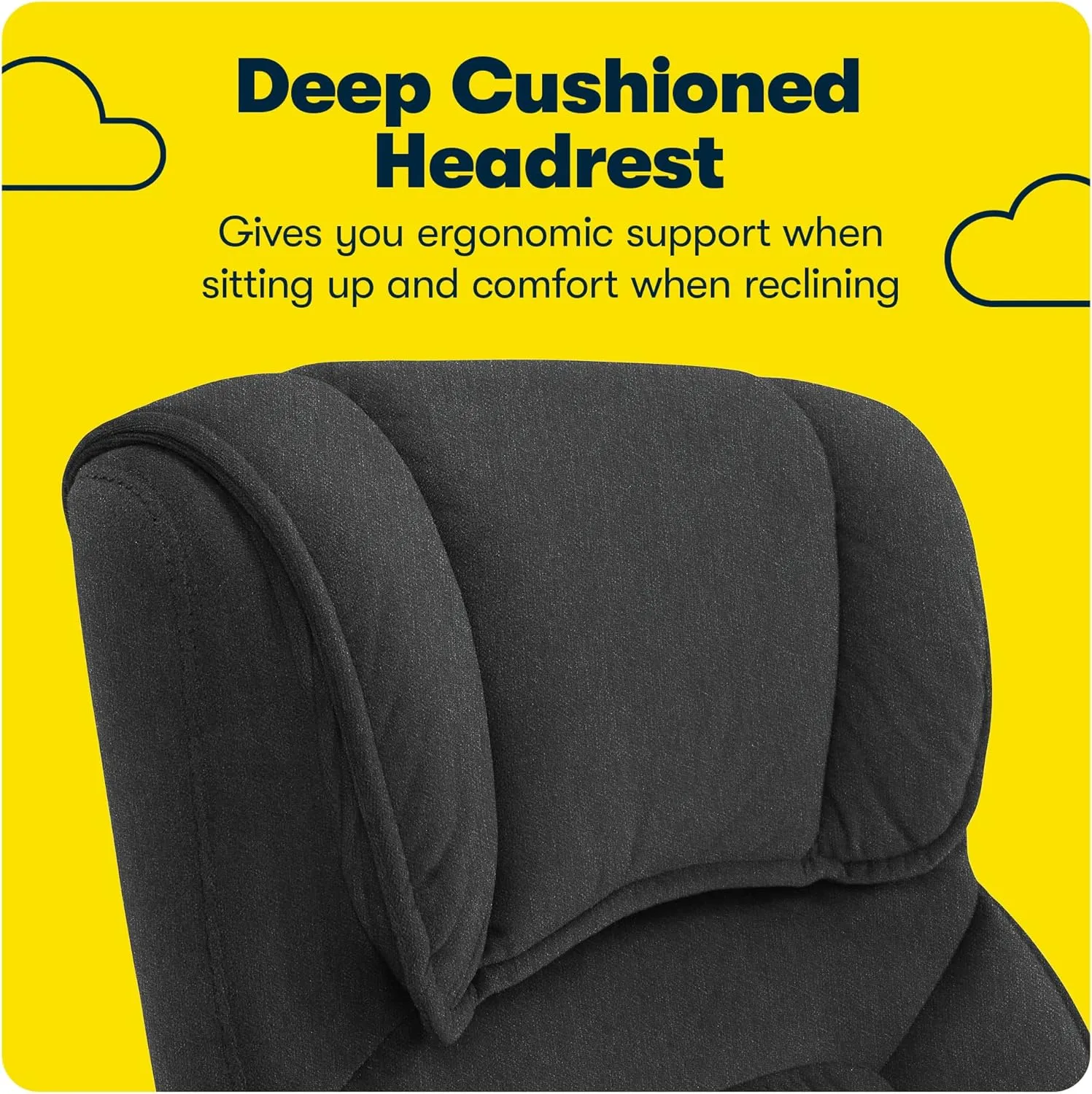 Serta Hannah Executive Home Office Desk Chair, Ergonomic Mid-Back with Lumbar Support, Firm Seat Cushion, Layered Body Pillows, Padded Armrests, Swivel Base, Easy Assembly, Microfiber, Charcoal Grey