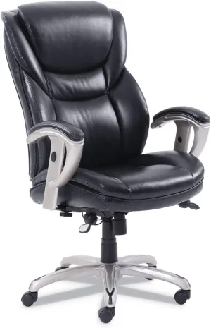 SertaPedic Emerson Executive Task Chair, Supports Up to 300 Lb, 19" to 22" Seat Height, Black Seat/Back, Silver Base