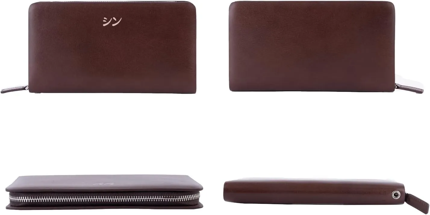 SHINKO Italian Leather Unisex Clutch Wristlet, Large Bifold Purse for Women & Men, Professional Organizer with Phone Pocket