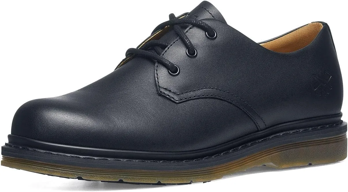 Shoes for Crews Minetta Mens Womens Unisex Non Slip Dress Work Shoes - Work & Safety Footwear, Water Resistant, Lace-up, Oxford Shoes, Wide, M8.5/W10 Black