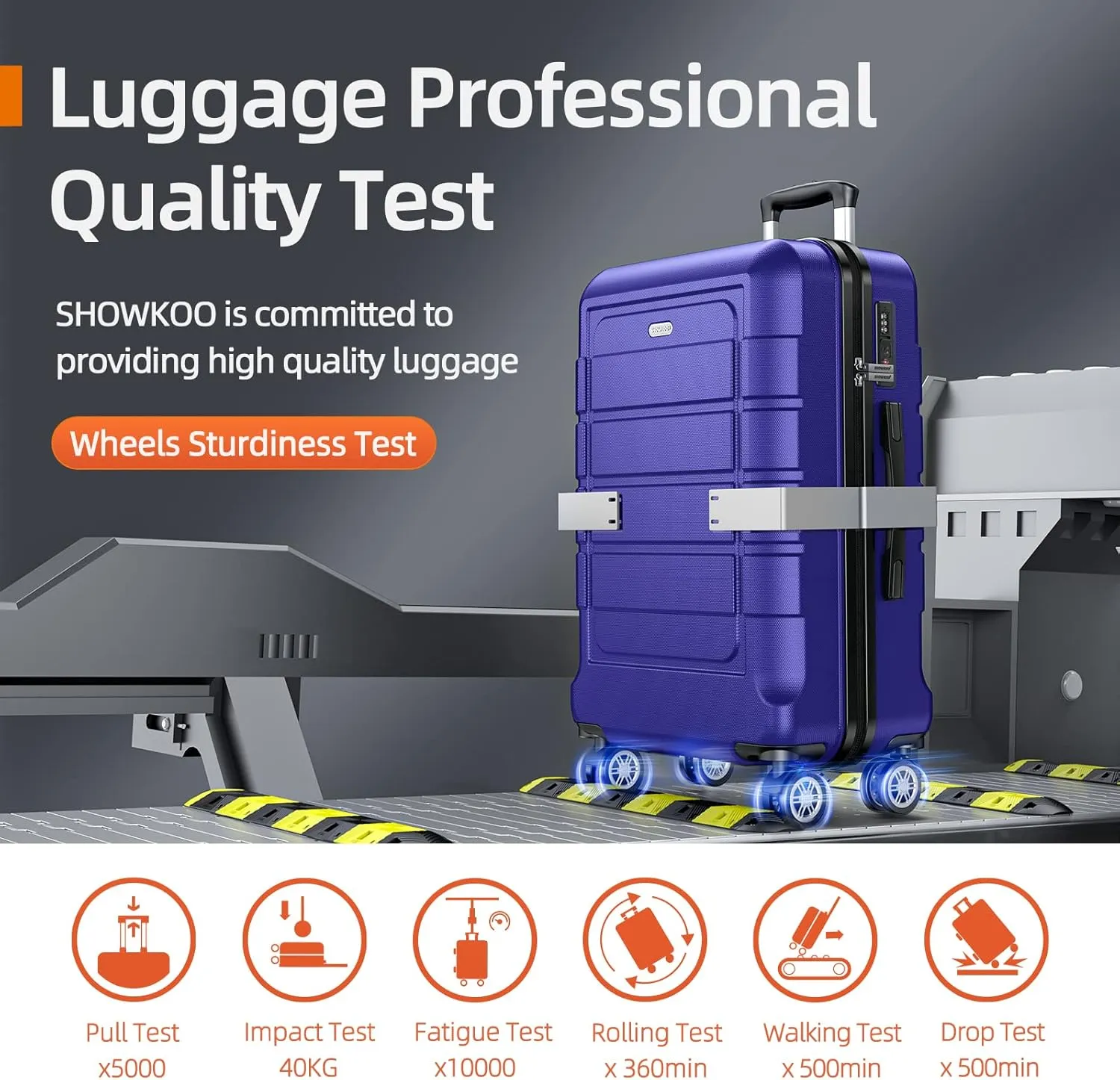 SHOWKOO Luggage Sets Expandable PC ABS Durable Suitcase Sets Double Wheels TSA Lock 4 Piece Luggage Set Royal Blue