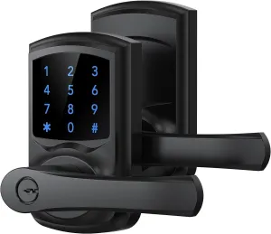 Signstek Keyless Entry Door Lock with Handle, Digital Keypad Door Knob, Smart Electronic Lock with Code, Touchscreen, Auto-Locking, Matte Black