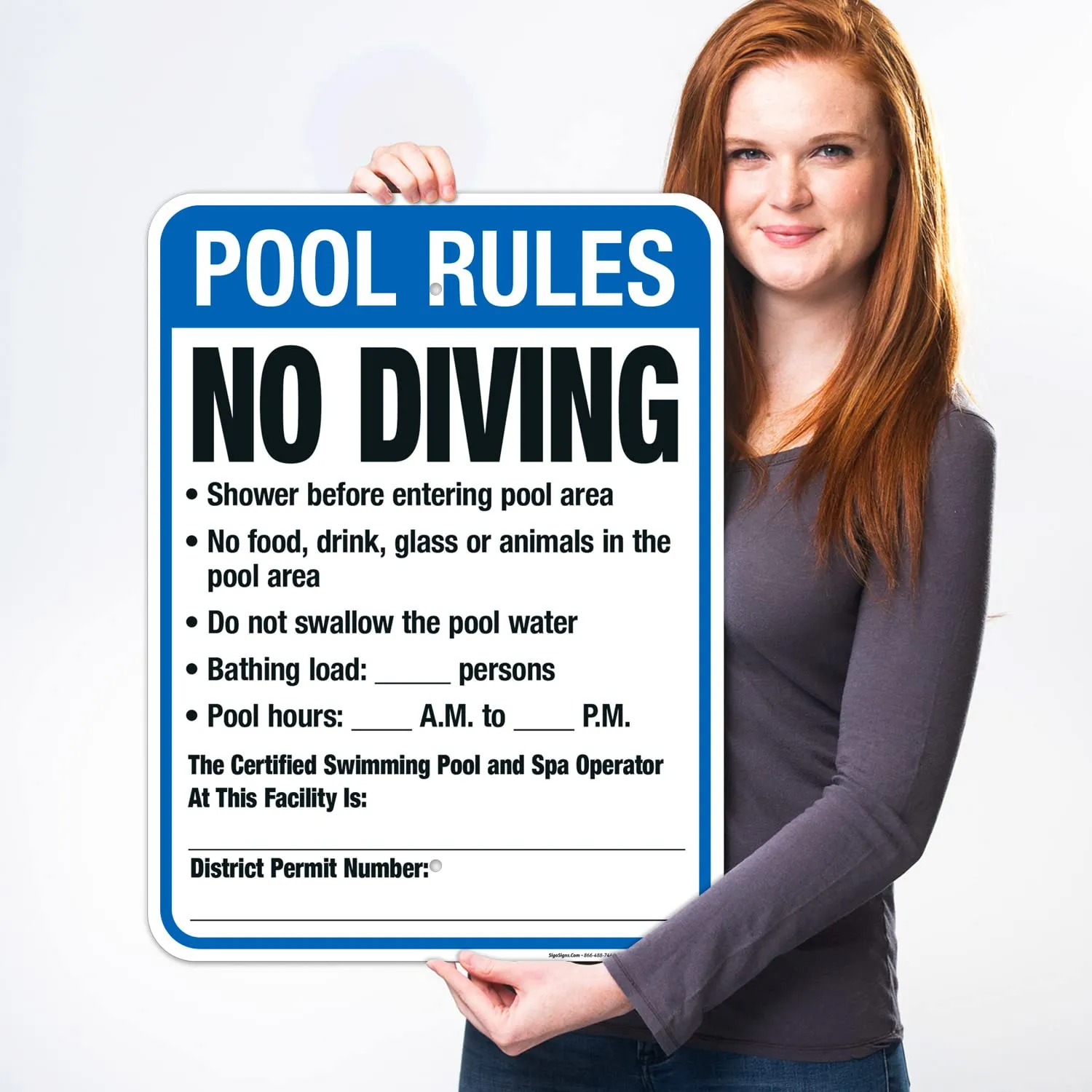 Sigo Signs, District of Columbia Pool Rules Sign, Complies with District of Columbia Pool Safety Code, 18x24 Inches, 55 mil Thick HDPS (high Density polystyrene), Made in USA