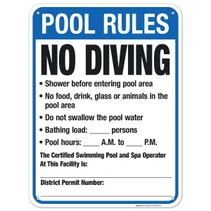 Sigo Signs, District of Columbia Pool Rules Sign, Complies with District of Columbia Pool Safety Code, 18x24 Inches, 55 mil Thick HDPS (high Density polystyrene), Made in USA