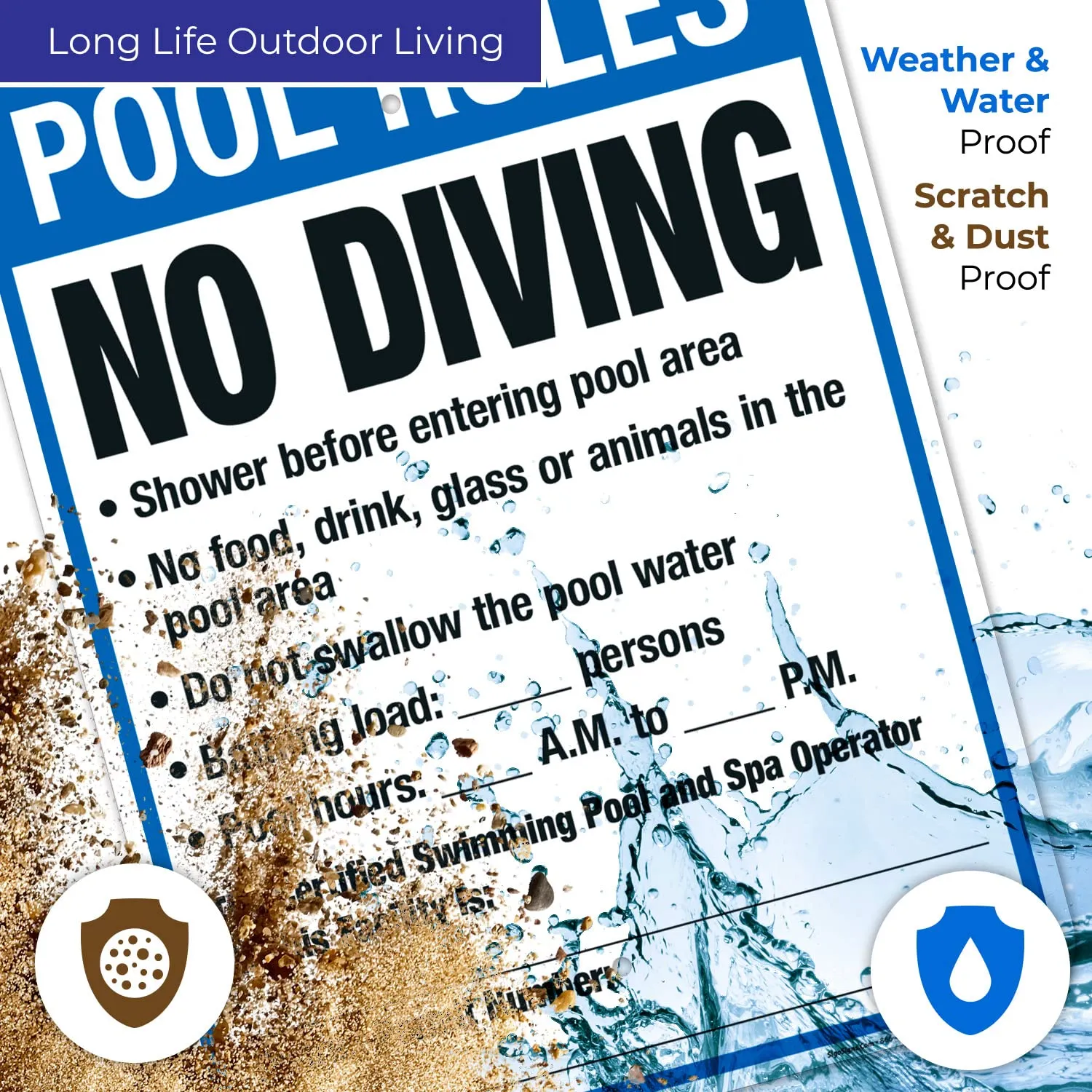 Sigo Signs, District of Columbia Pool Rules Sign, Complies with District of Columbia Pool Safety Code, 18x24 Inches, 55 mil Thick HDPS (high Density polystyrene), Made in USA