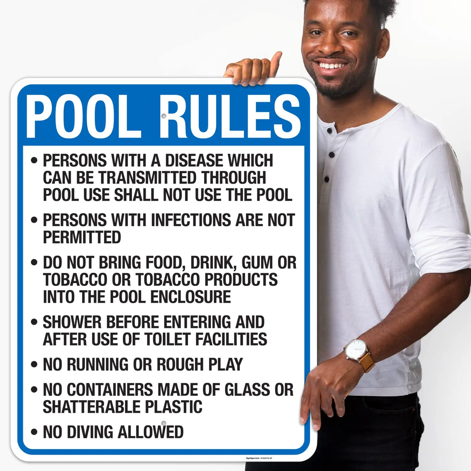 Sigo Signs, South Dakota Pool Rules Sign, Complies with State of South Dakota Pool Safety Code, (SI-62154) 24x30 Inches, 55 mil Thick HDPS (high Density polystyrene), Made in USA