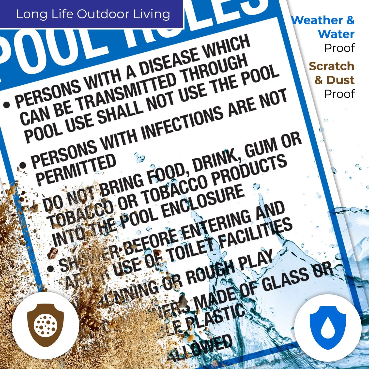 Sigo Signs, South Dakota Pool Rules Sign, Complies with State of South Dakota Pool Safety Code, (SI-62154) 24x30 Inches, 55 mil Thick HDPS (high Density polystyrene), Made in USA