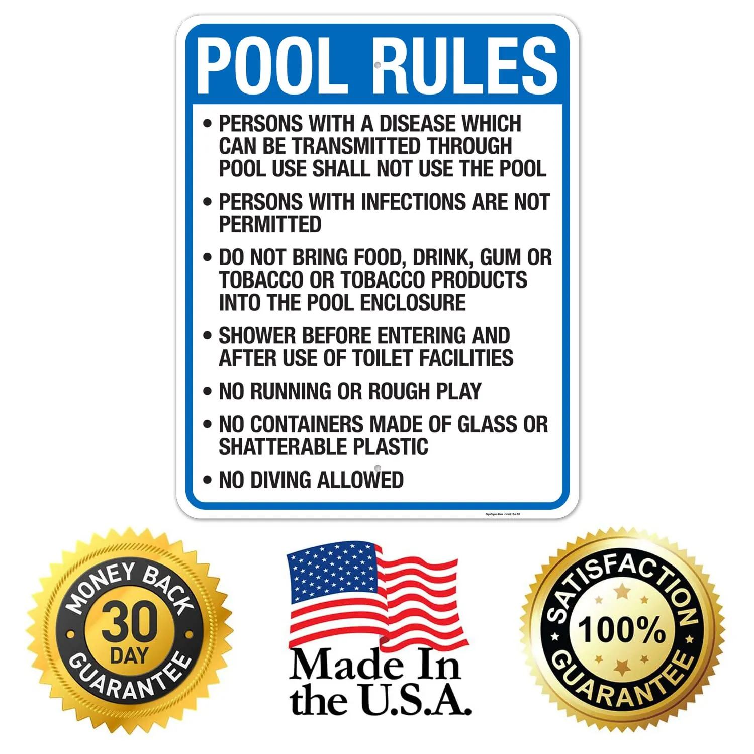 Sigo Signs, South Dakota Pool Rules Sign, Complies with State of South Dakota Pool Safety Code, (SI-62154) 24x30 Inches, 55 mil Thick HDPS (high Density polystyrene), Made in USA