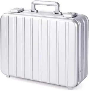 Silver Aluminum Attache Case Padded Laptop Briefcase Combo TSA Lock Hard Sided Money Suitcase