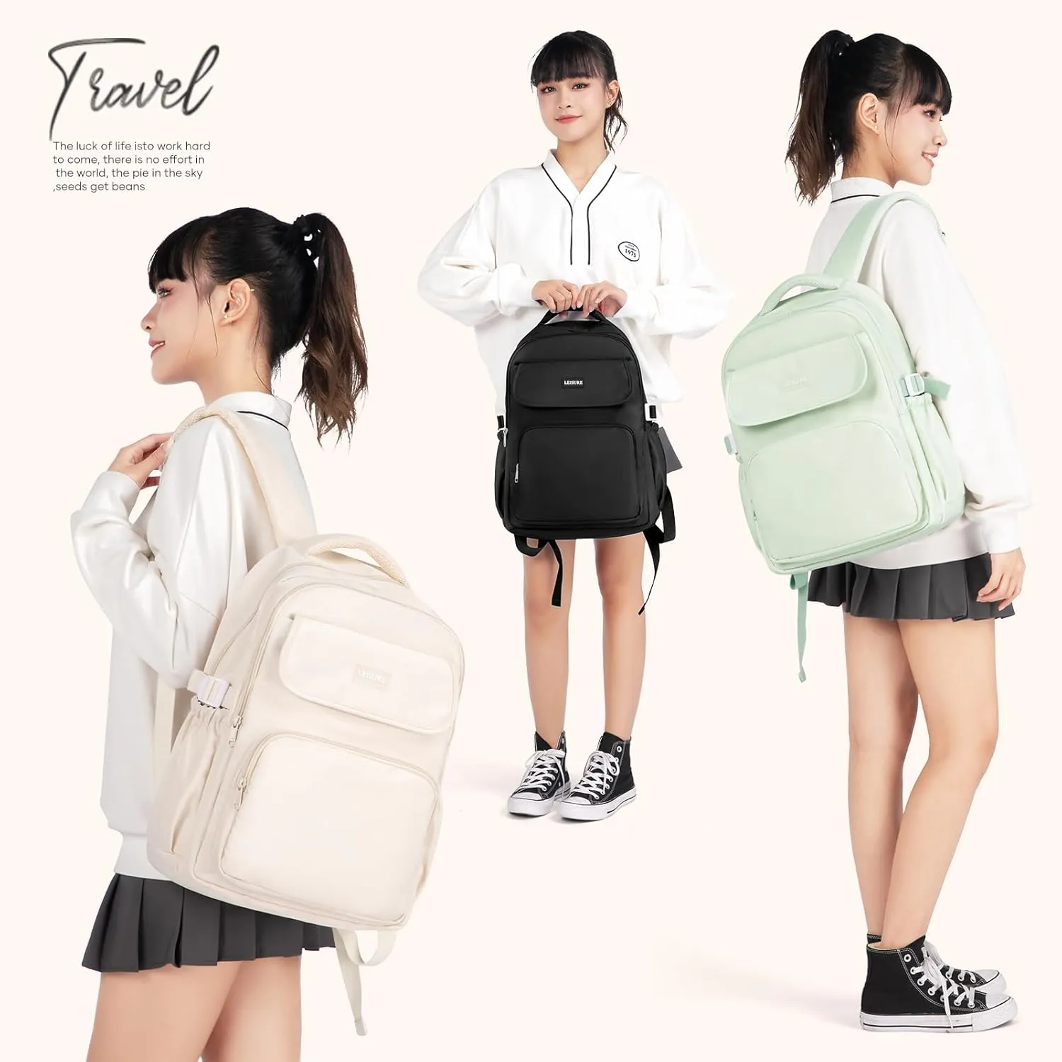 Simple Aesthetic Black Backpacks For School,Lightweight Casual College Backpack Women,Travel Laptop Daypack Men,Waterproof Middle School Book bag For Teens Boys Girls