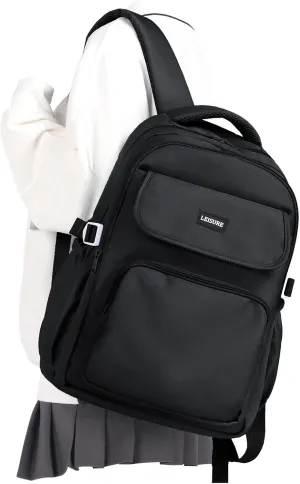 Simple Aesthetic Black Backpacks For School,Lightweight Casual College Backpack Women,Travel Laptop Daypack Men,Waterproof Middle School Book bag For Teens Boys Girls