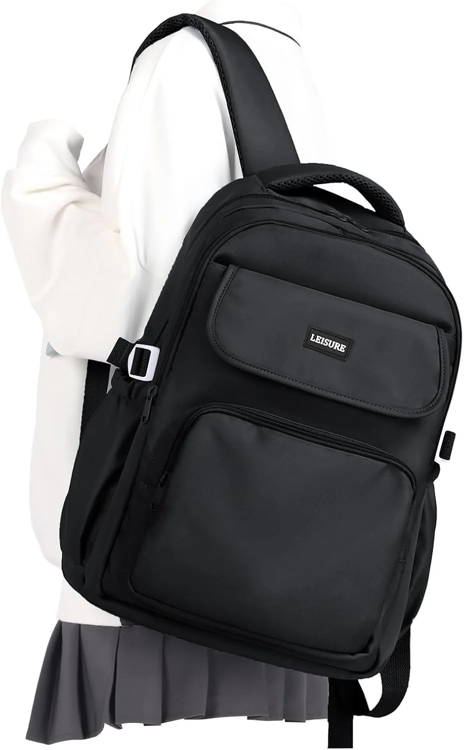 Simple Aesthetic Black Backpacks For School,Lightweight Casual College Backpack Women,Travel Laptop Daypack Men,Waterproof Middle School Book bag For Teens Boys Girls