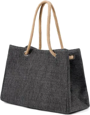 Simple and versatile shoulder bag, anti-theft zipper pocket on the back, linen handheld design
