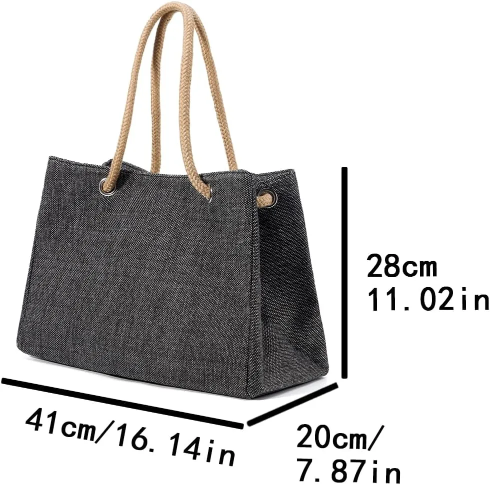 Simple and versatile shoulder bag, anti-theft zipper pocket on the back, linen handheld design